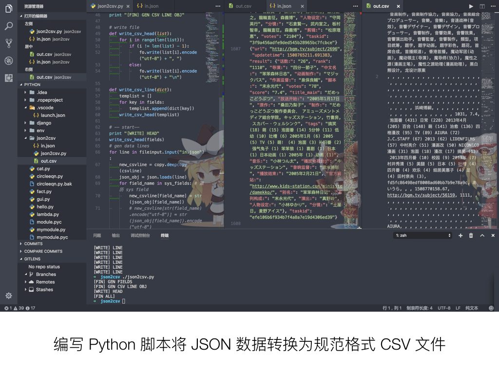 编写 Python 脚本将 JSON 数据转换为规范格式 CSV 文件